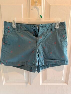 Magellan Outdoors Teal Blue Shorts with Coral Pink Motif